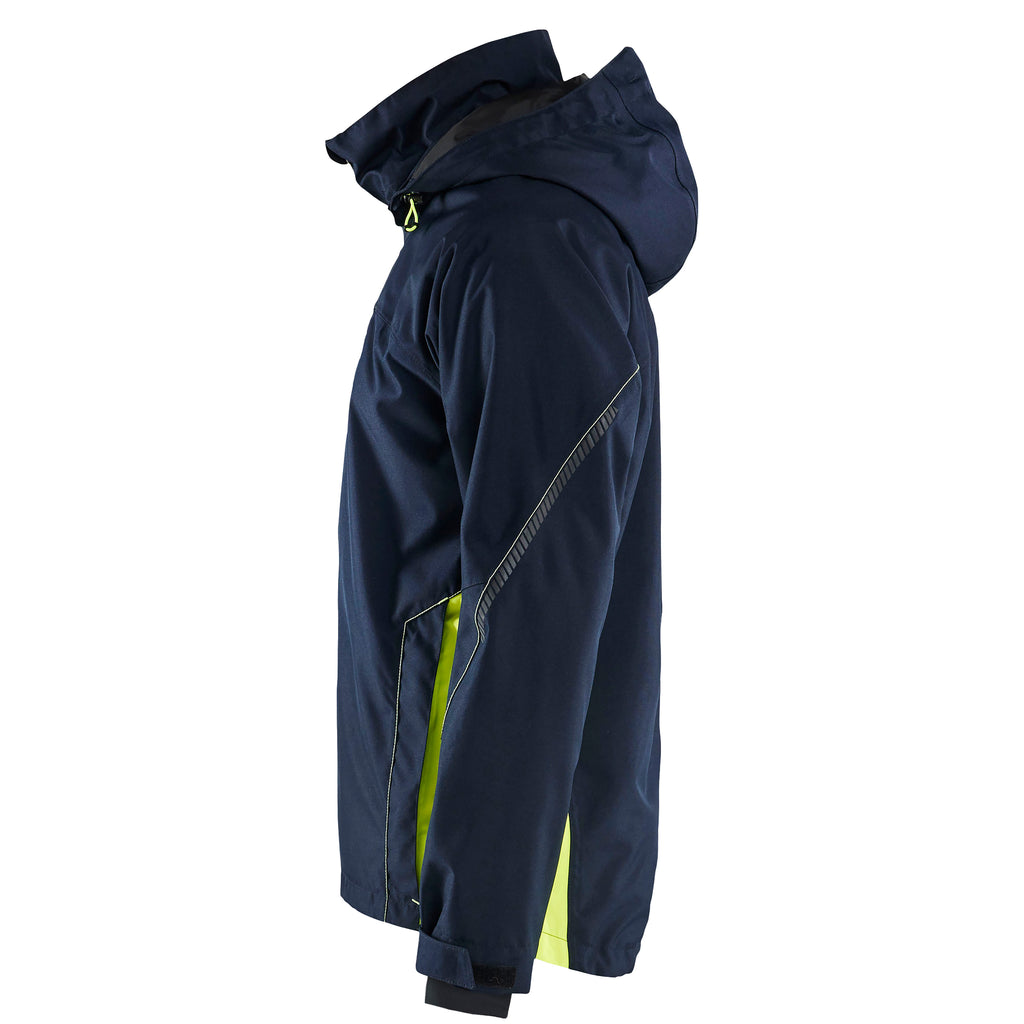 Blaklader 4790 Shell Jacket Dark Navy Blue Hi Vis Yellow Left