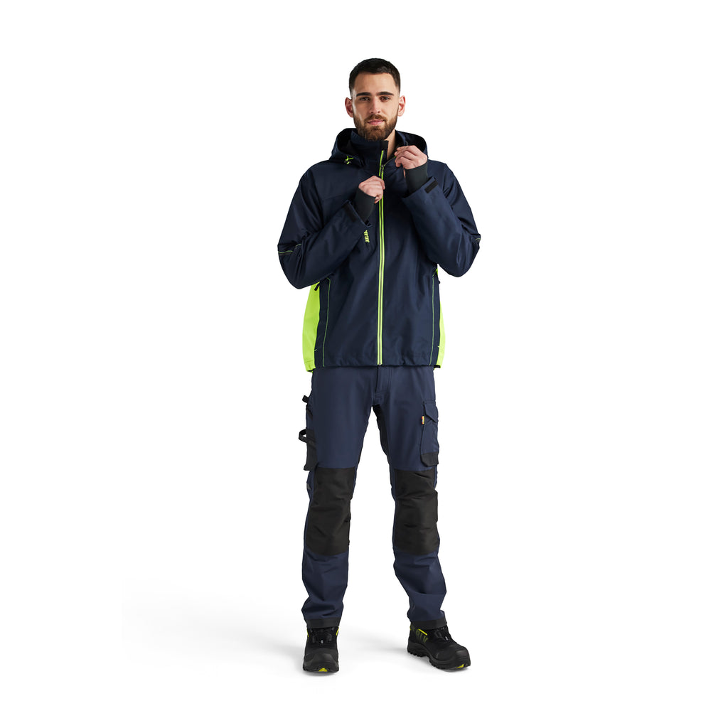 Blaklader 4790 Shell Jacket Dark Navy Blue Hi Vis Yellow Model