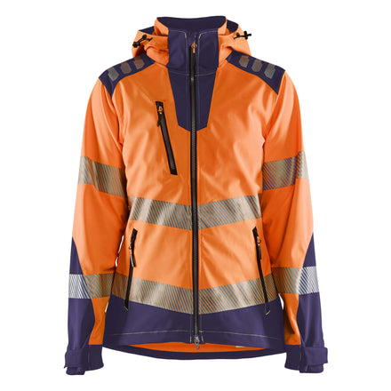 Blaklader 4791 Womens Hi Vis Softshell Jacket Hi Vis Orange Navy Blue Main