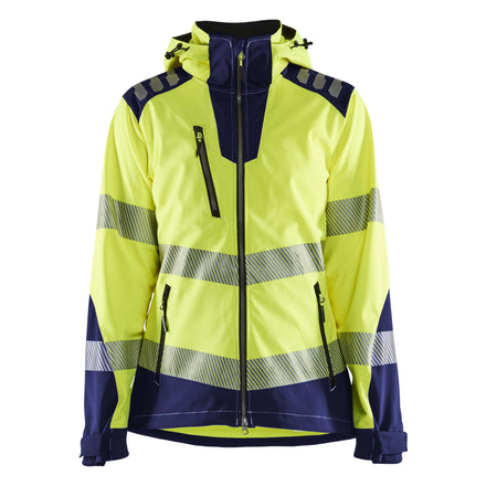 Blaklader 4791 Womens Hi Vis Softshell Jacket Hi Vis Yellow Navy Blue Main