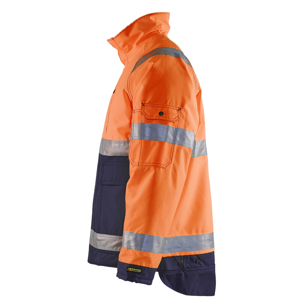 Blaklader 4827 Hi Vis Winter Jacket Hi Vis Orange Navy Blue Left