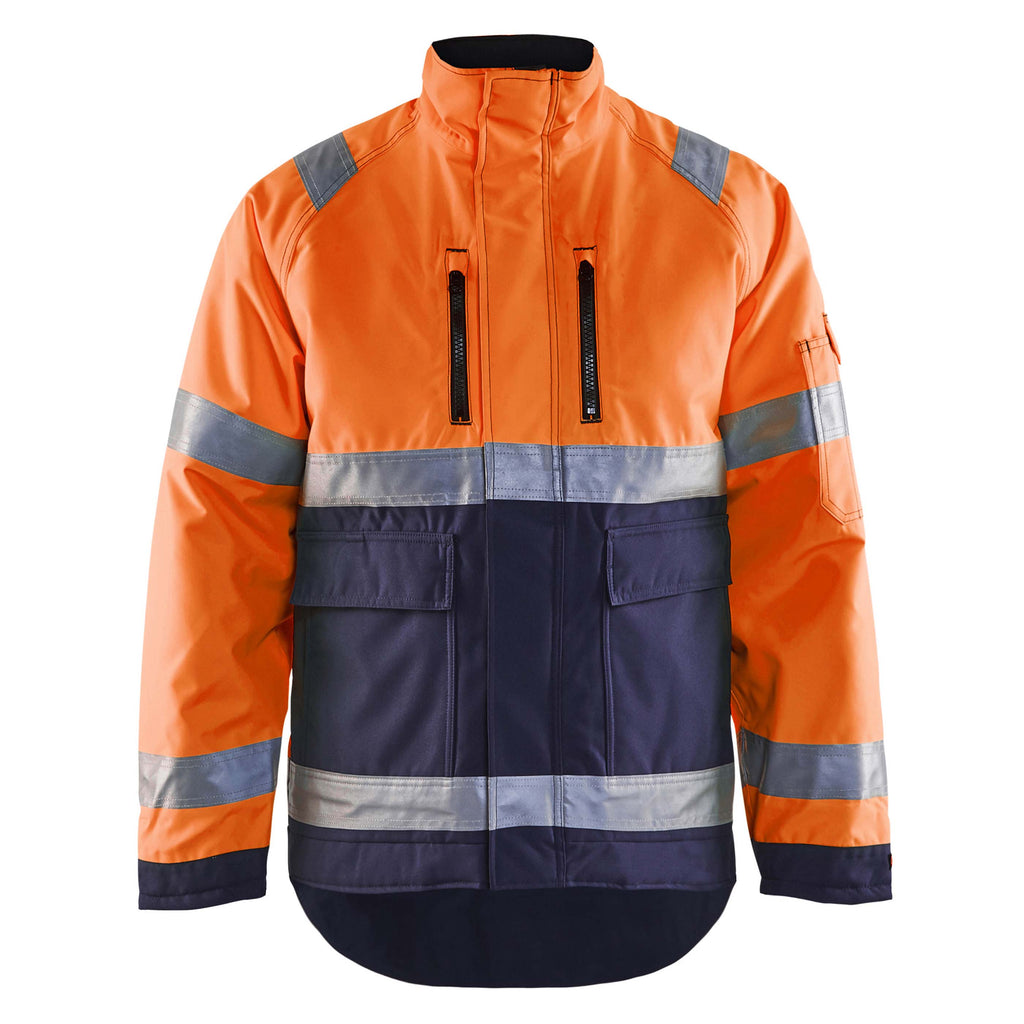 Blaklader 4827 Hi Vis Winter Jacket Hi Vis Orange Navy Blue Main