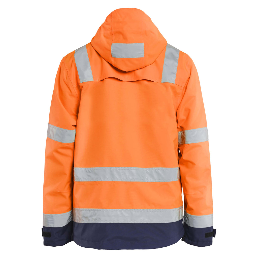 Blaklader 4837 Hi Vis Waterproof Jacket Hi Vis Orange Navy Blue Back