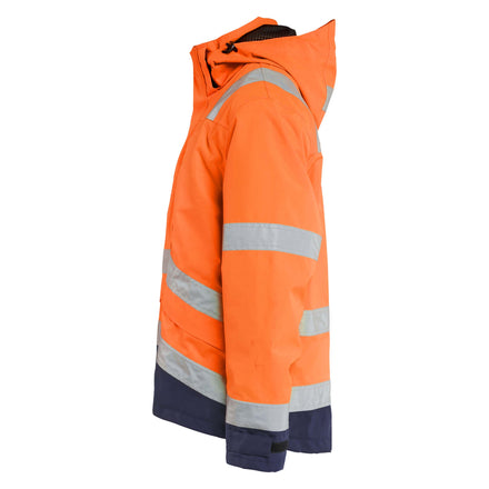 Blaklader 4837 Hi Vis Waterproof Jacket Hi Vis Orange Navy Blue Left