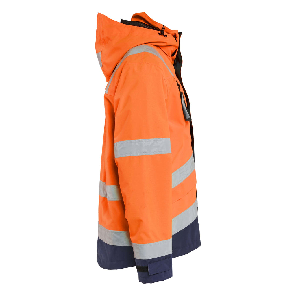 Blaklader 4837 Hi Vis Waterproof Jacket Hi Vis Orange Navy Blue Right