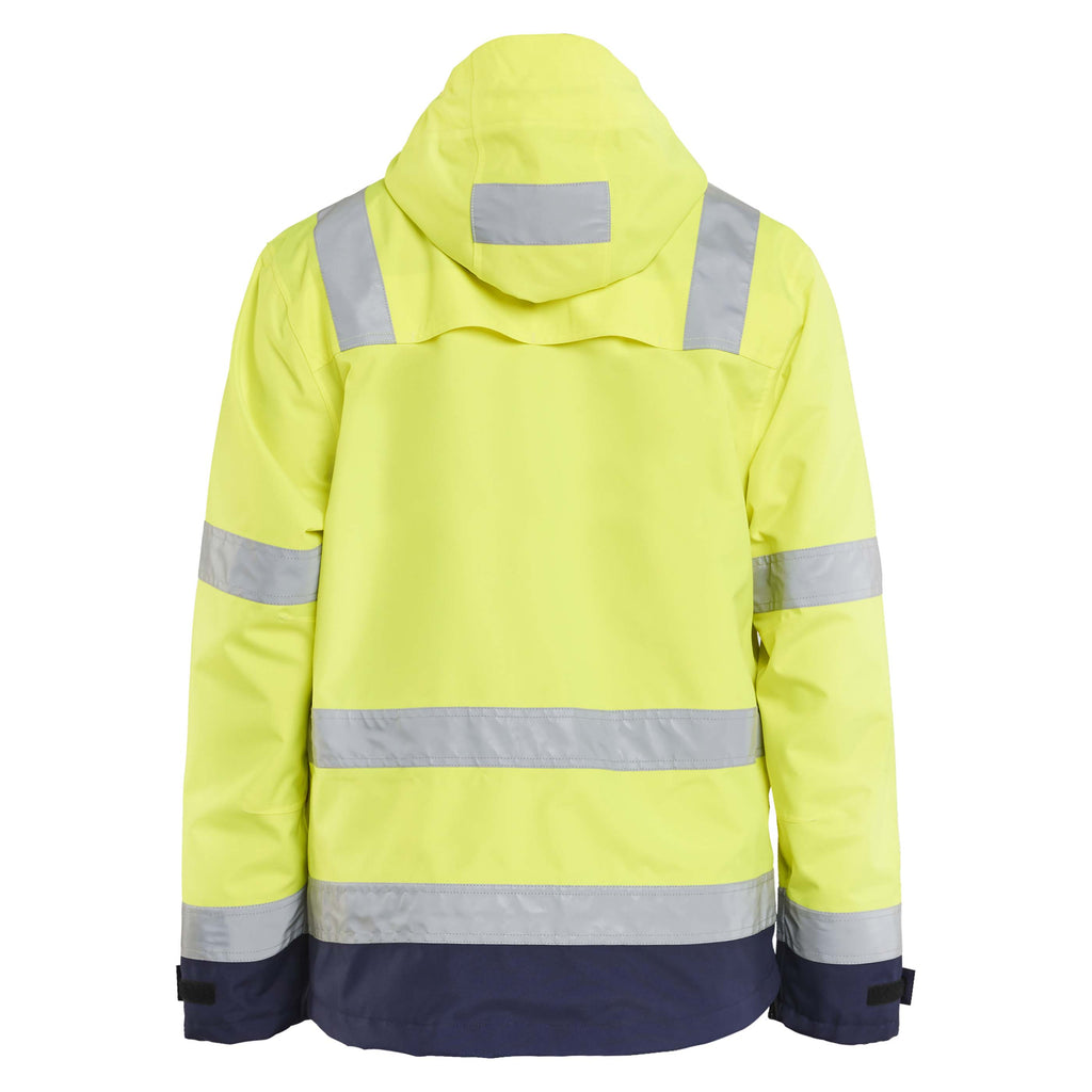 Blaklader 4837 Hi Vis Waterproof Jacket Hi Vis Yellow Navy Blue Back