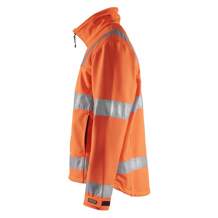 Blaklader 4838 Hi Vis Softshell Jacket Hi Vis Orange Navy Blue Left