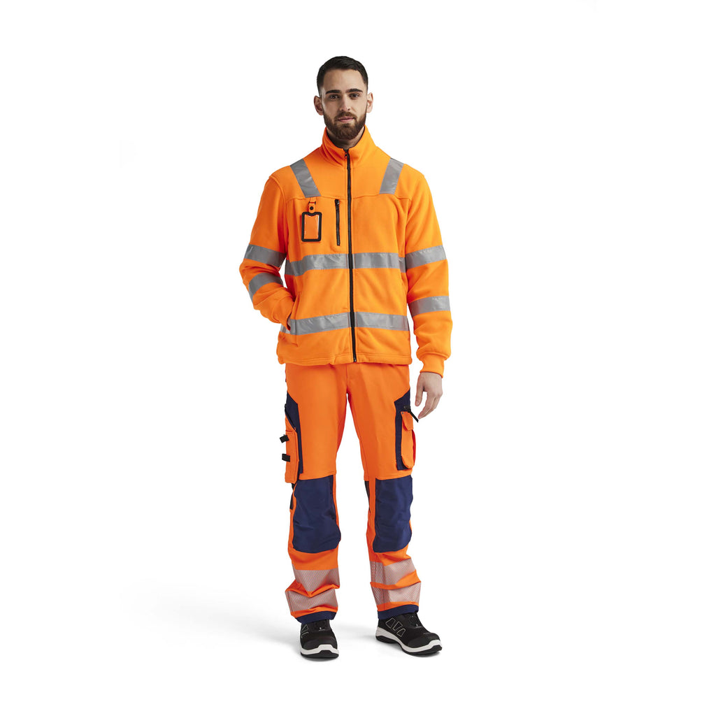 Blaklader 4853 Hi Vis Fleece Jacket Hi Vis Orange Navy Blue Model