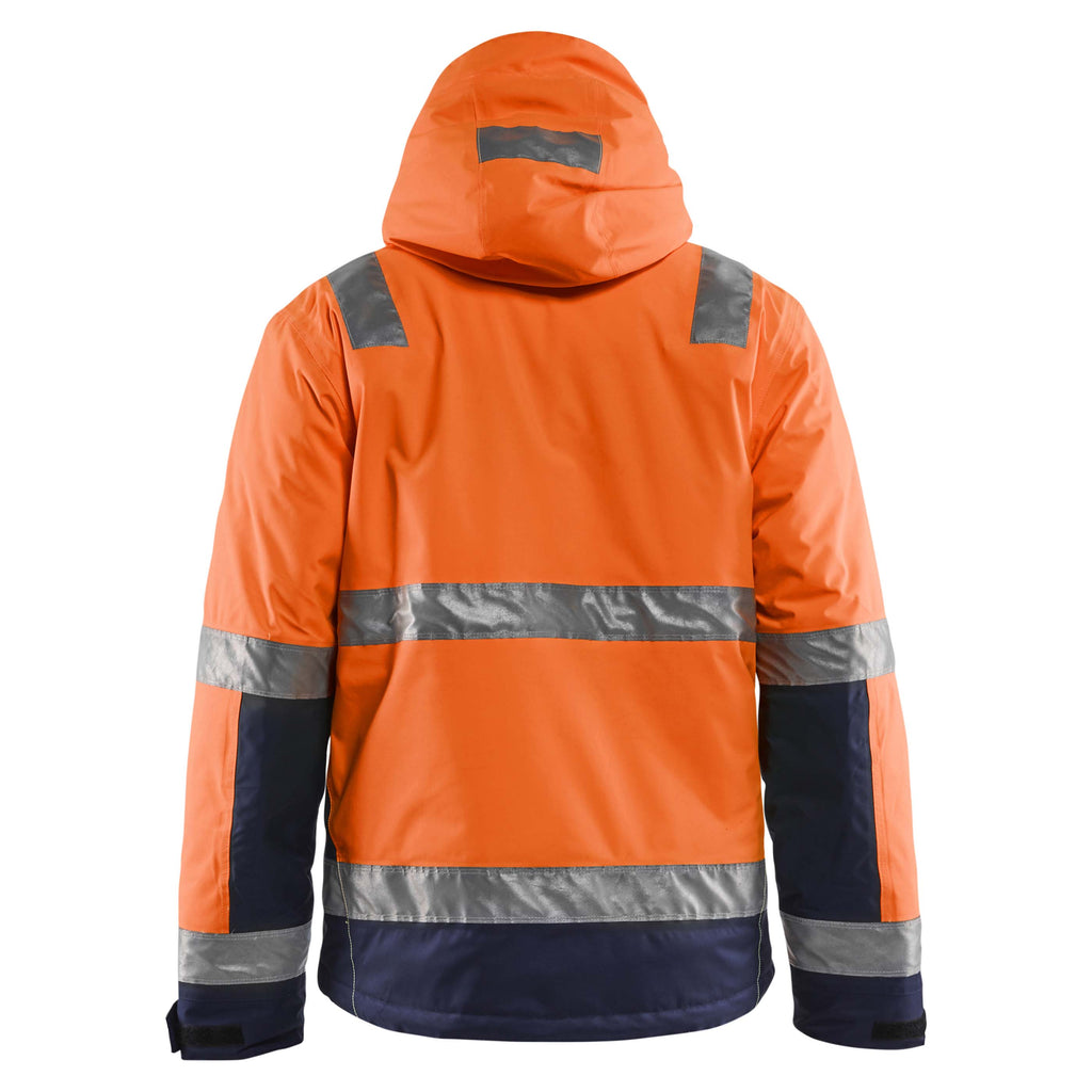 Blaklader 4870 Hi Vis Winter Jacket Hi Vis Orange Navy Blue Back