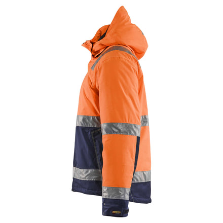 Blaklader 4870 Hi Vis Winter Jacket Hi Vis Orange Navy Blue Left