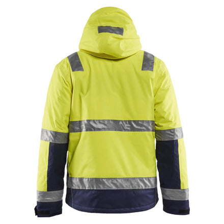 Blaklader 4870 Hi Vis Winter Jacket Hi Vis Yellow Navy Blue Back