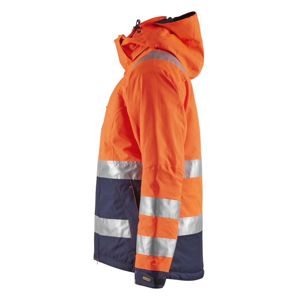 Blaklader 4872 Womens Hi Vis Winter Jacket Hi Vis Orange Navy Blue Left