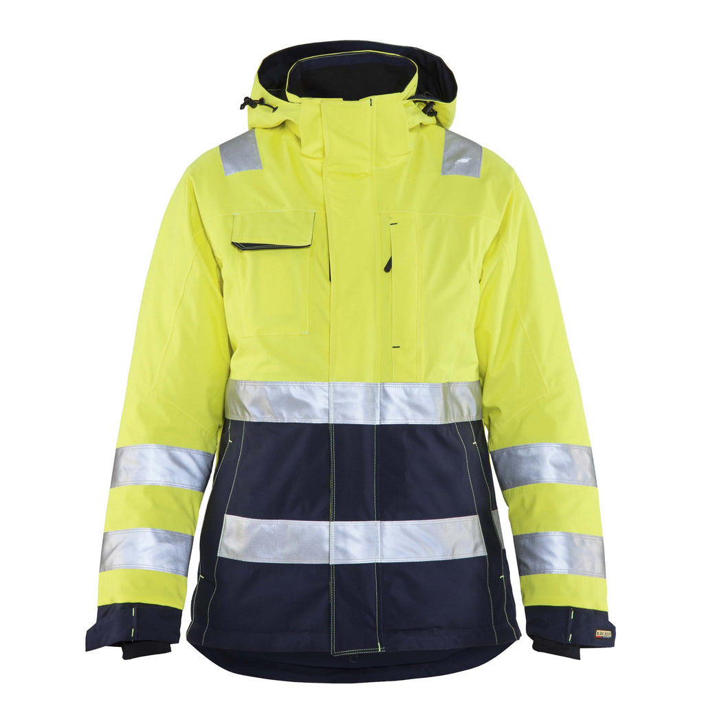 Blaklader 4872 Womens Hi Vis Winter Jacket Hi Vis Yellow Navy Blue Main