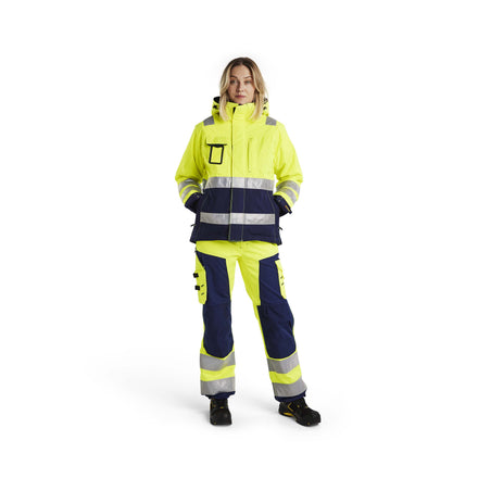 Blaklader 4872 Womens Hi Vis Winter Jacket Hi Vis Yellow Navy Blue Model