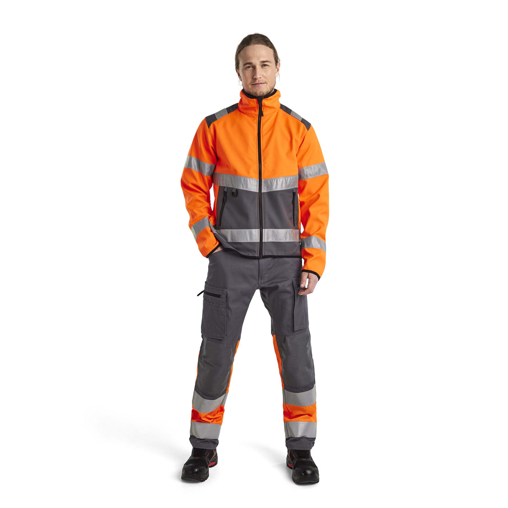 Blaklader 4877 Hi Vis Softshell Jacket Hi Vis Orange Grey Model