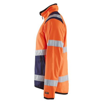 Blaklader 4877 Hi Vis Softshell Jacket Hi Vis Orange Navy Blue Left