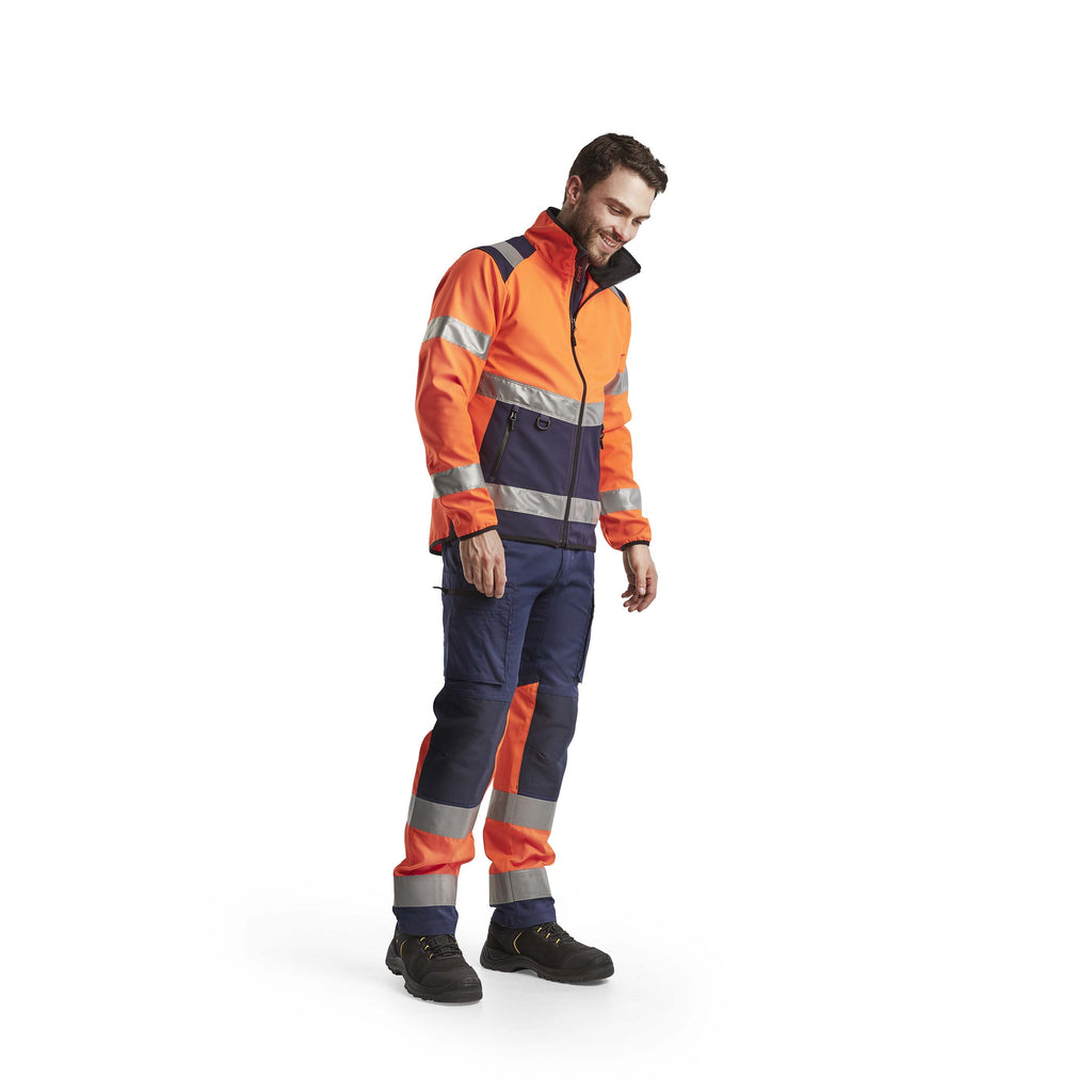 Blaklader 4877 Hi Vis Softshell Jacket Hi Vis Orange Navy Blue Model