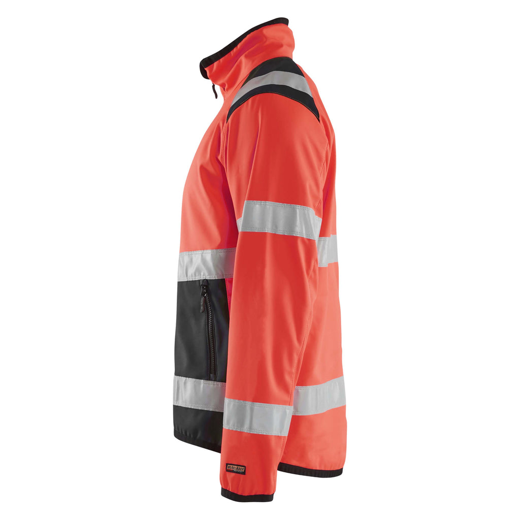 Blaklader 4877 Hi Vis Softshell Jacket Hi Vis Red Black Left