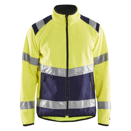 Blaklader 4877 Hi Vis Softshell Jacket Hi Vis Yellow Navy Blue Main