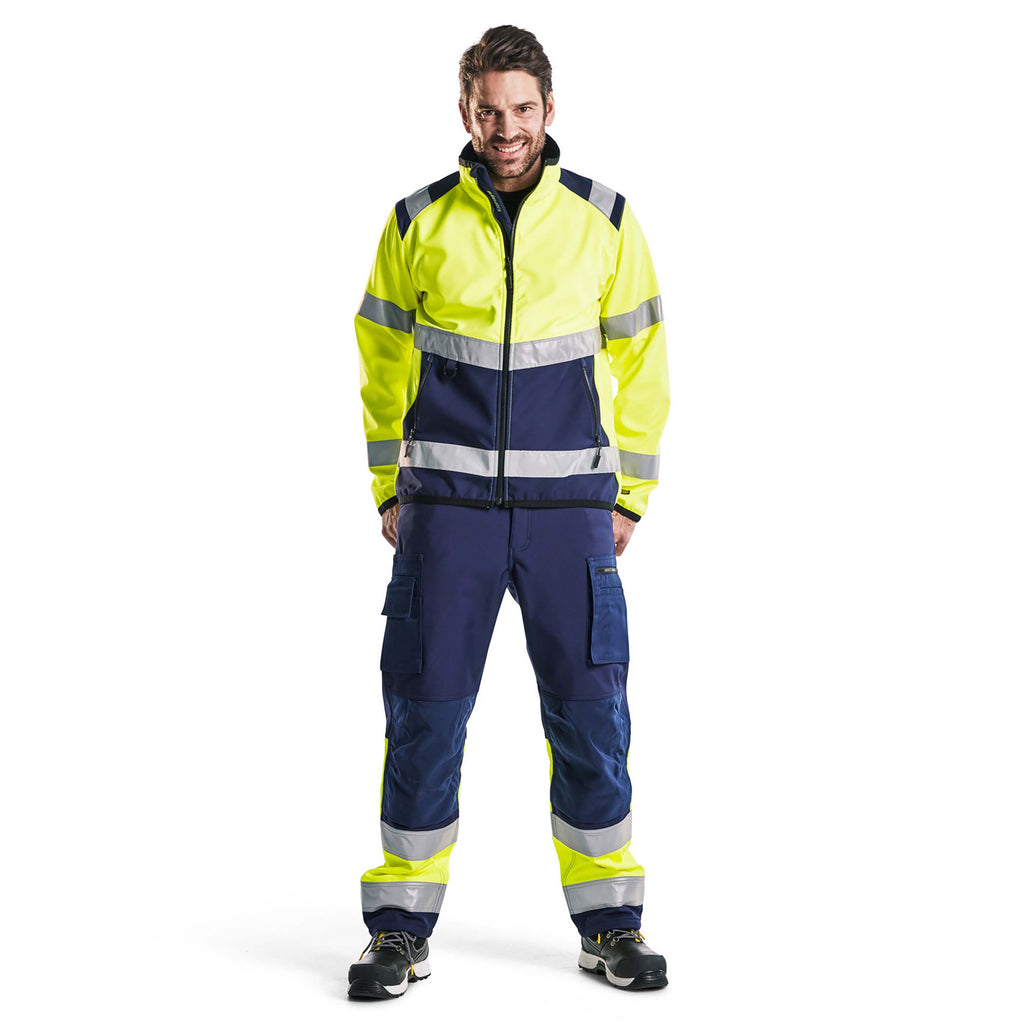 Blaklader 4877 Hi Vis Softshell Jacket Hi Vis Yellow Navy Blue Model