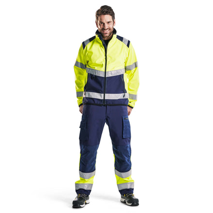 Blaklader 4877 Hi Vis Softshell Jacket Hi Vis Yellow Navy Blue Model