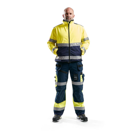 Blaklader 4877 Hi Vis Softshell Jacket Hi Vis Yellow Navy Blue Model