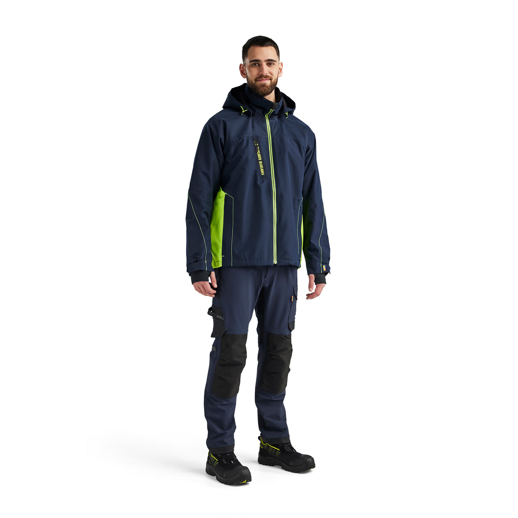 Blaklader 4890 Lightweight Lined Winter Jacket Dark Navy Blue Hi Vis Yellow Model