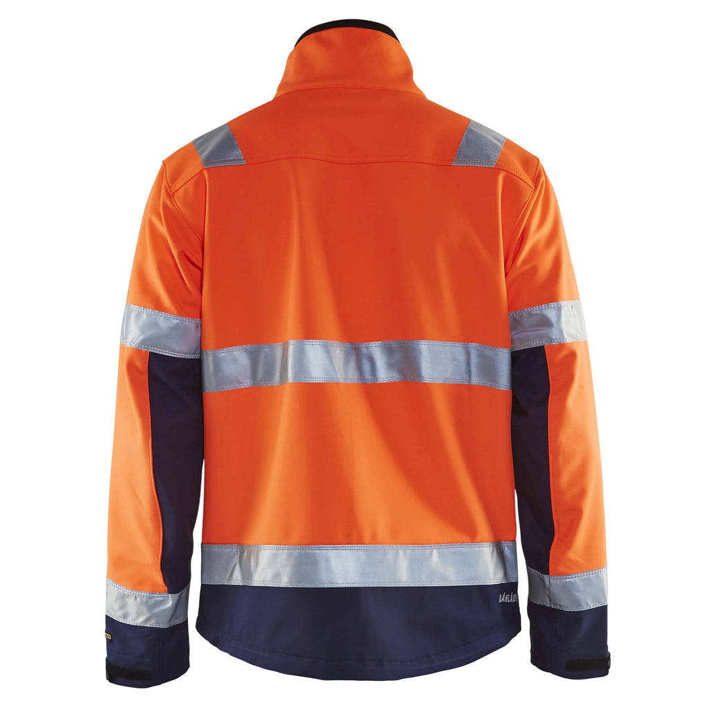 Blaklader 4900 Hi Vis Softshell Jacket Hi Vis Orange Navy Blue Back