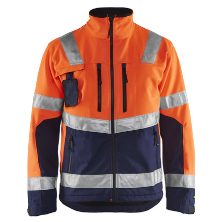 Blaklader 4900 Hi Vis Softshell Jacket Hi Vis Orange Navy Blue Main