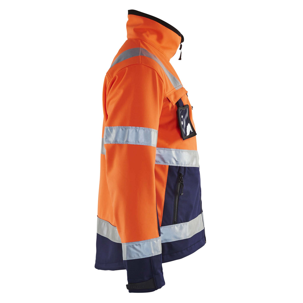 Blaklader 4900 Hi Vis Softshell Jacket Hi Vis Orange Navy Blue Right