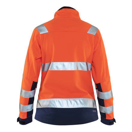 Blaklader 4902 Womens Hi Vis Softshell Jacket Hi Vis Orange Navy Blue Back