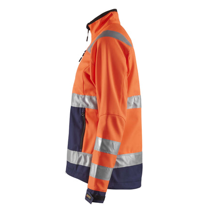 Blaklader 4902 Womens Hi Vis Softshell Jacket Hi Vis Orange Navy Blue Left