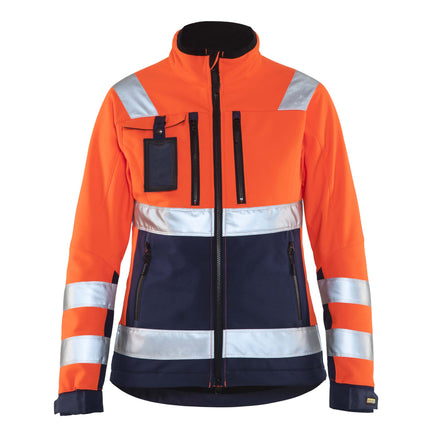 Blaklader 4902 Womens Hi Vis Softshell Jacket Hi Vis Orange Navy Blue Main