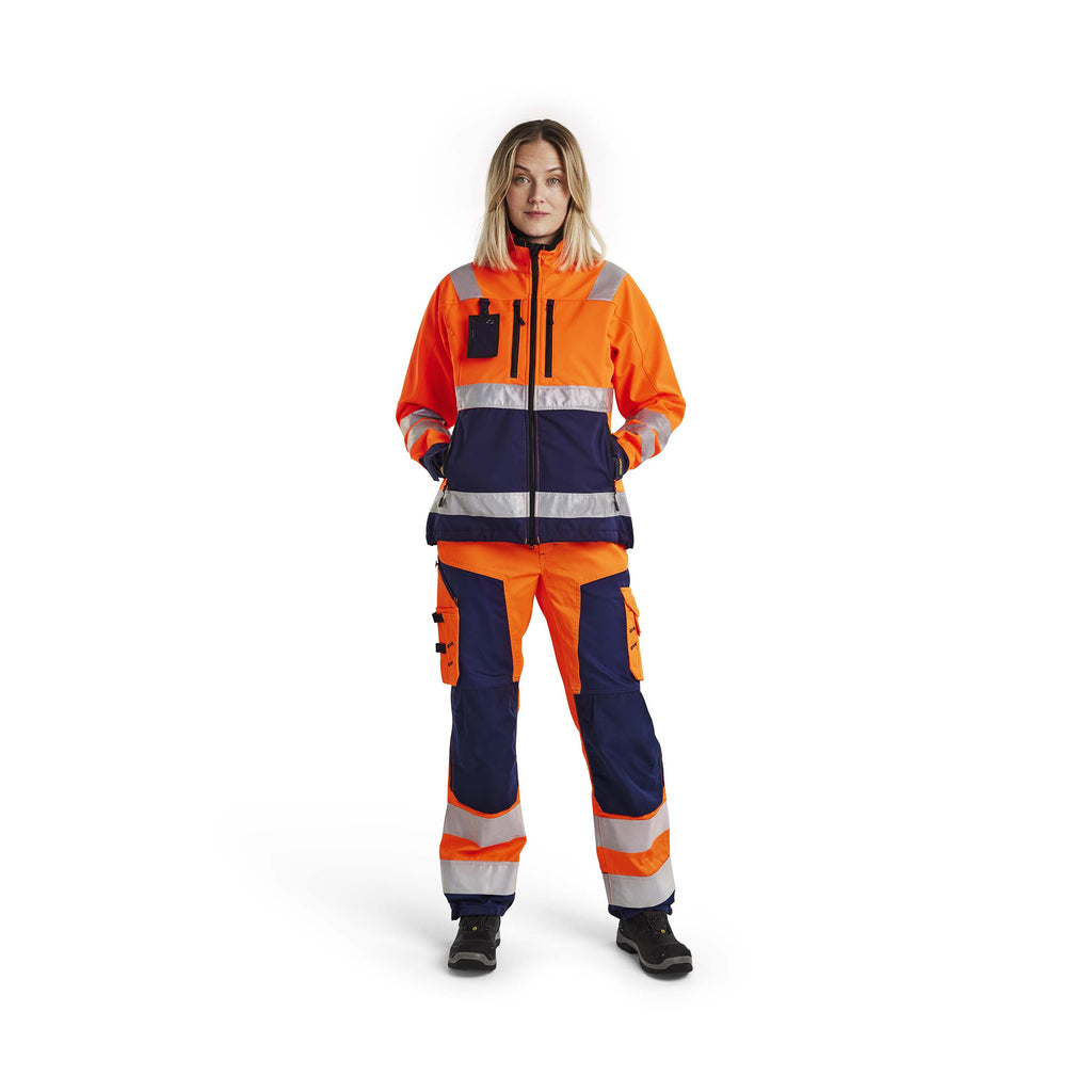 Blaklader 4902 Womens Hi Vis Softshell Jacket Hi Vis Orange Navy Blue Model