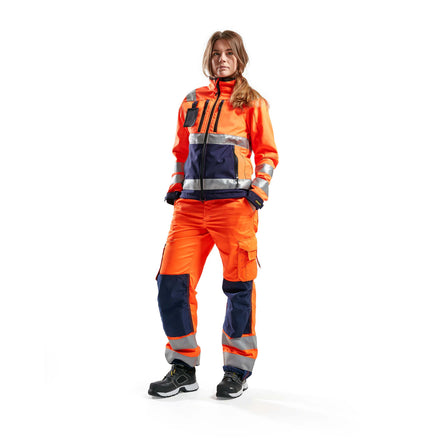 Blaklader 4902 Womens Hi Vis Softshell Jacket Hi Vis Orange Navy Blue Model