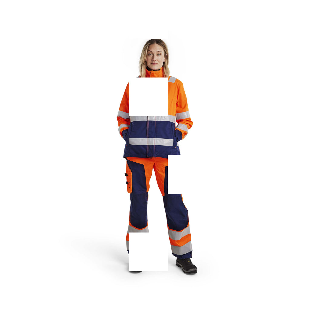 Blaklader 4902 Womens Hi Vis Softshell Jacket Hi Vis Orange Navy Blue Model