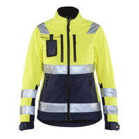 Blaklader 4902 Womens Hi Vis Softshell Jacket Hi Vis Yellow Navy Blue Main