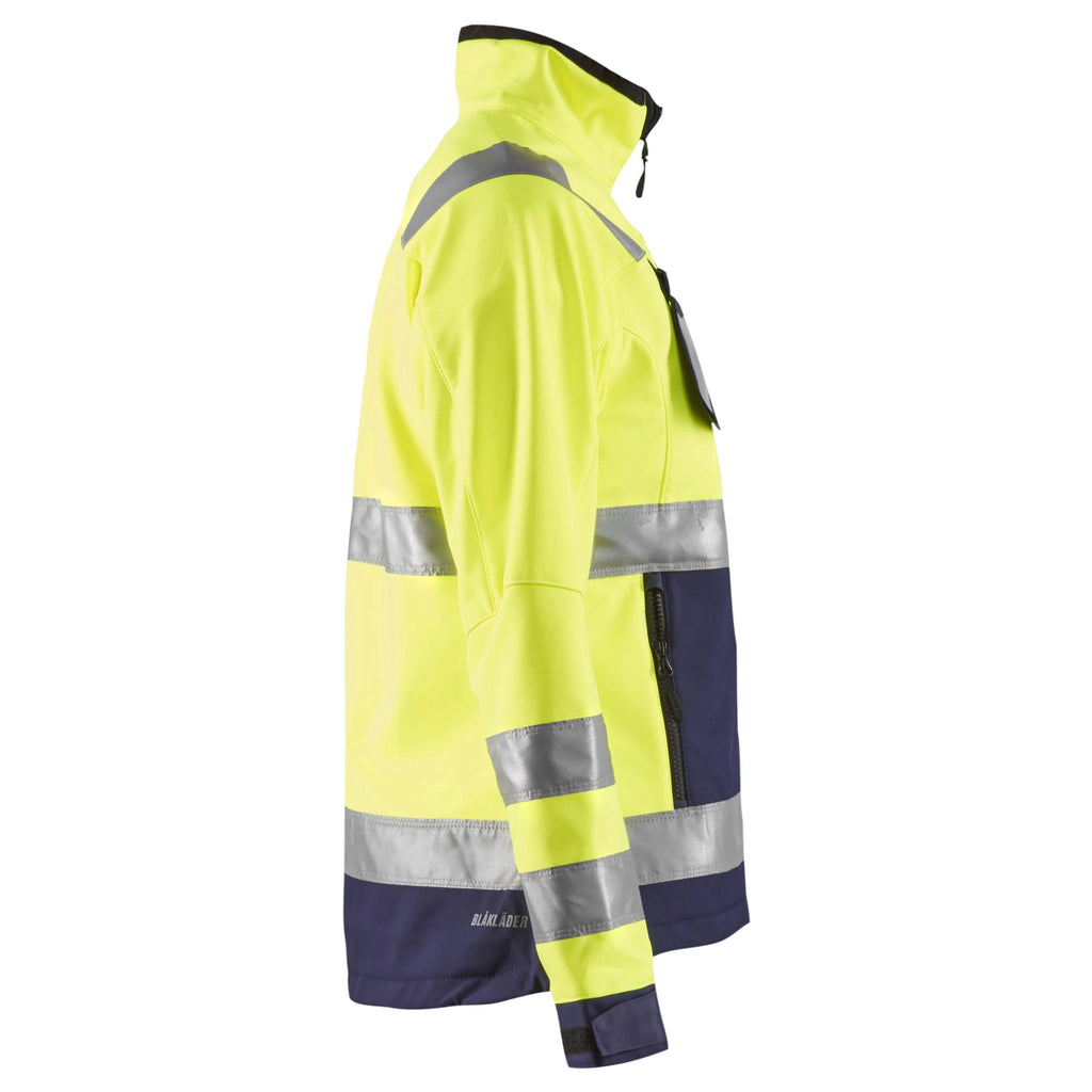 Blaklader 4902 Womens Hi Vis Softshell Jacket Hi Vis Yellow Navy Blue Right