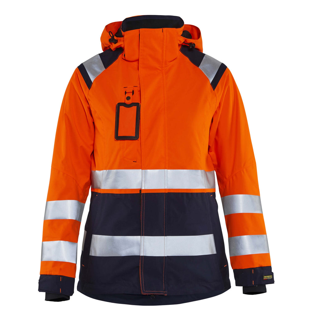 Blaklader 4904 Womens Hi Vis Shell Jacket Hi Vis Orange Navy Blue Main