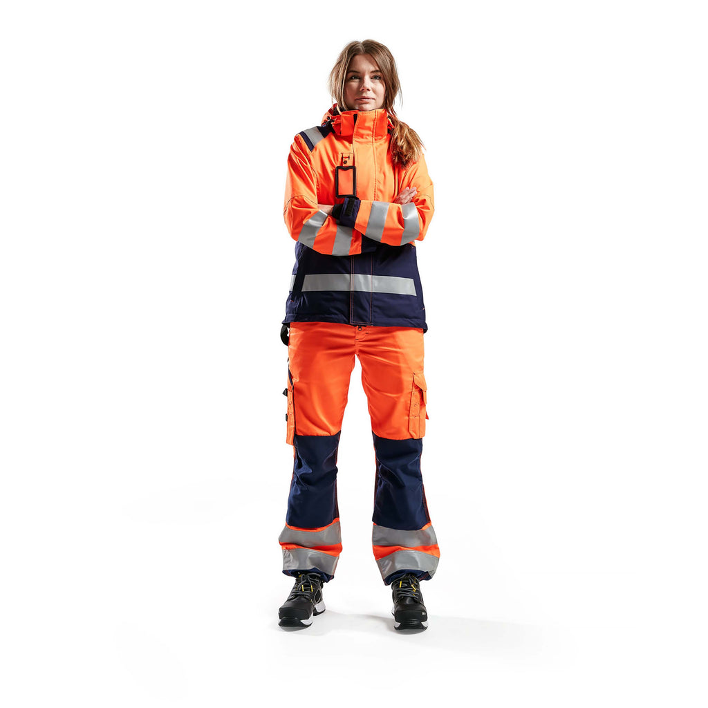 Blaklader 4904 Womens Hi Vis Shell Jacket Hi Vis Orange Navy Blue Model