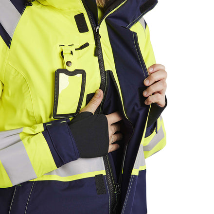 Blaklader 4904 Womens Hi Vis Shell Jacket Hi Vis Yellow Navy Blue Feature 1