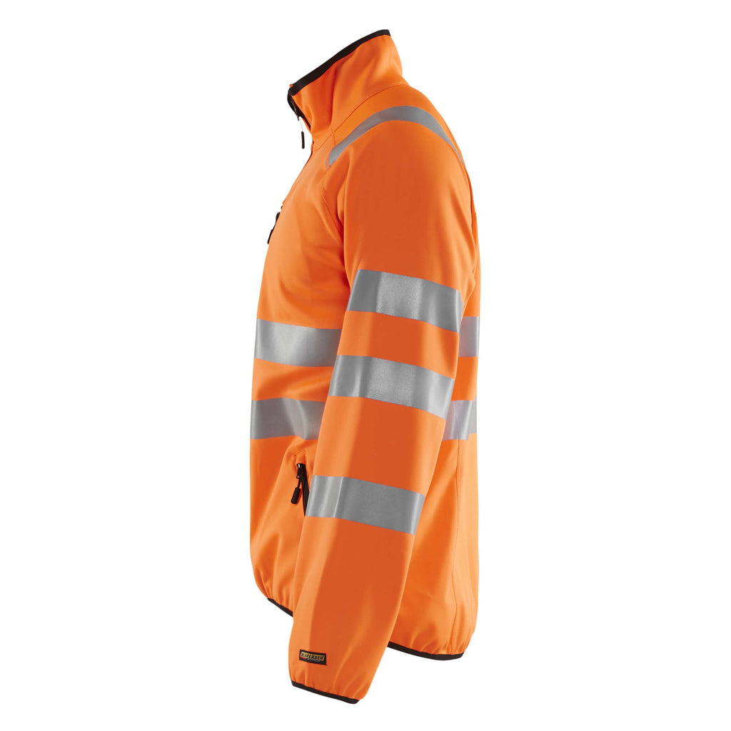 Blaklader 4906 Hi Vis Softshell Jacket Hi Vis Orange Navy Blue Left