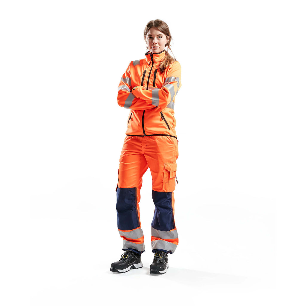 Blaklader 4926 Womens Hi Vis Softshell Jacket Hi Vis Orange Navy Blue Model