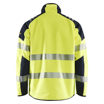 Blaklader 4948 Multinorm Softshell Jacket Hi Vis Yellow Navy Blue Back