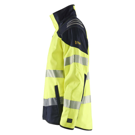 Blaklader 4948 Multinorm Softshell Jacket Hi Vis Yellow Navy Blue Left