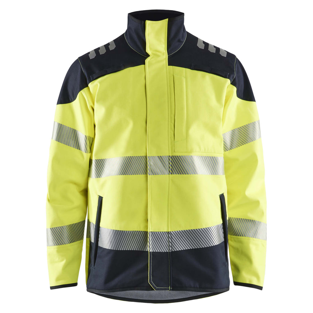 Blaklader 4948 Multinorm Softshell Jacket Hi Vis Yellow Navy Blue Main