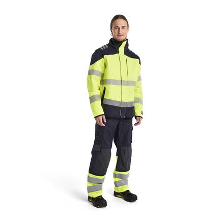 Blaklader 4948 Multinorm Softshell Jacket Hi Vis Yellow Navy Blue Model