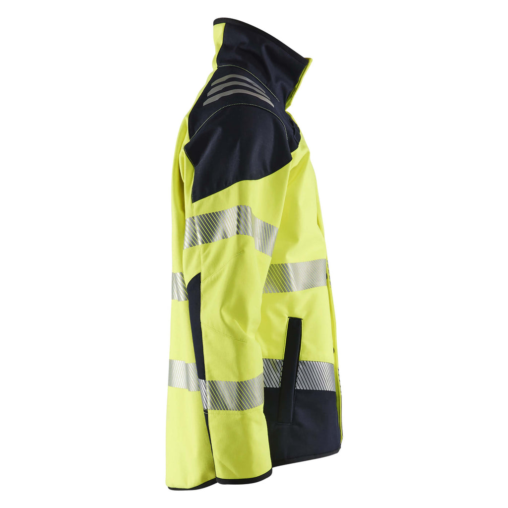 Blaklader 4948 Multinorm Softshell Jacket Hi Vis Yellow Navy Blue Right