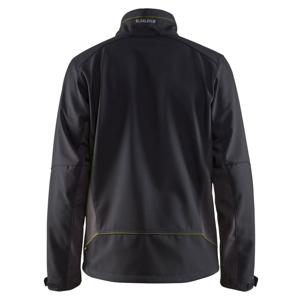 Blaklader 4950 Softshell Jacket Black Hi Vis Yellow Back