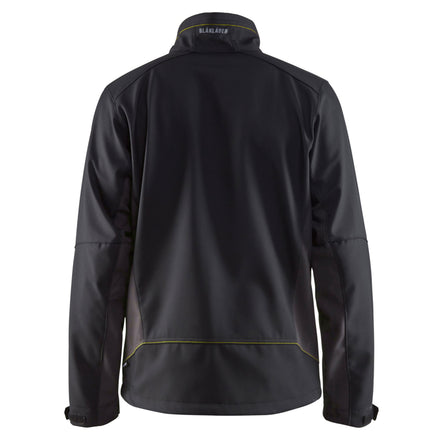 Blaklader 4950 Softshell Jacket Black Hi Vis Yellow Back